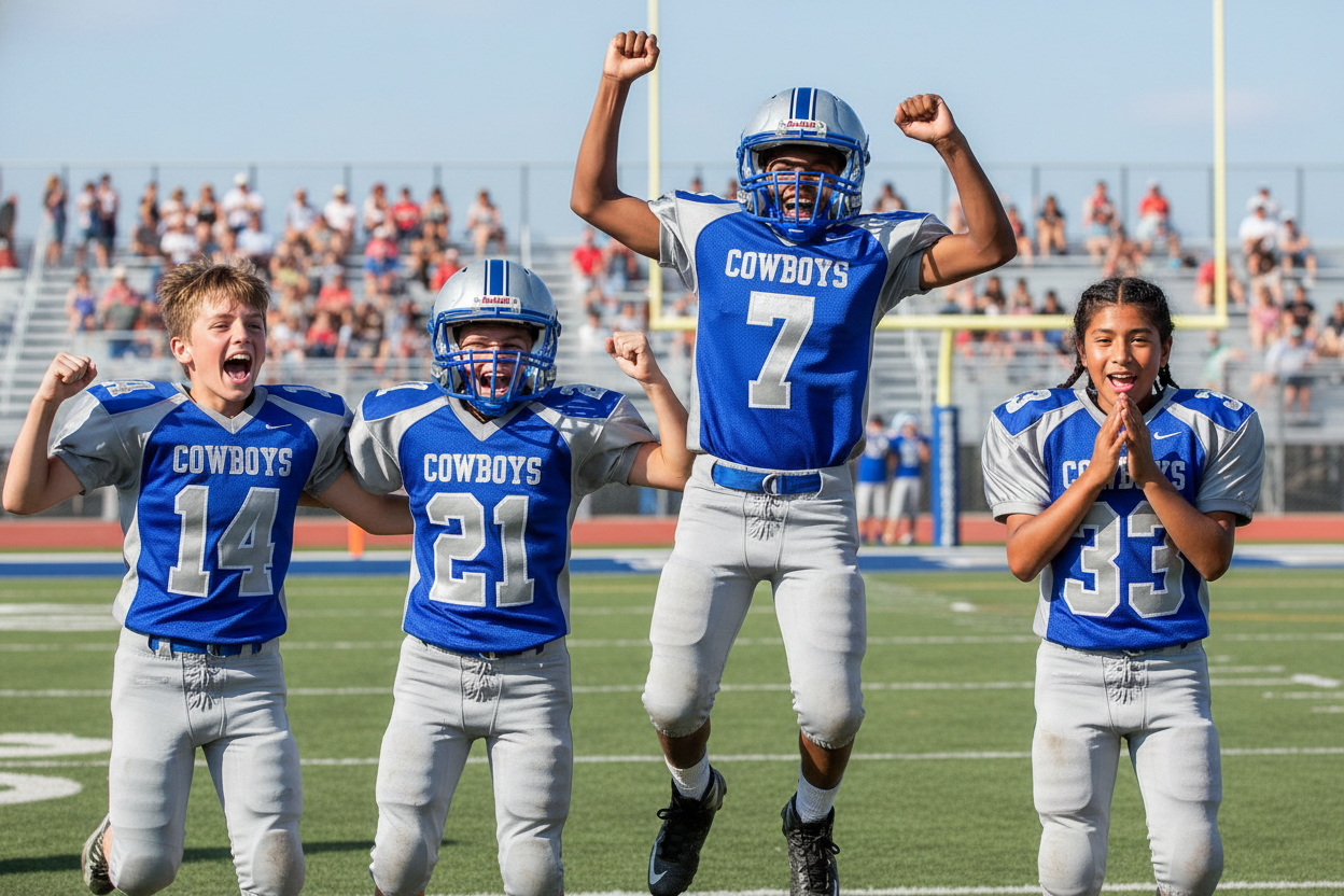 Make their jerseys say Cowboys on them and give each kid a different number